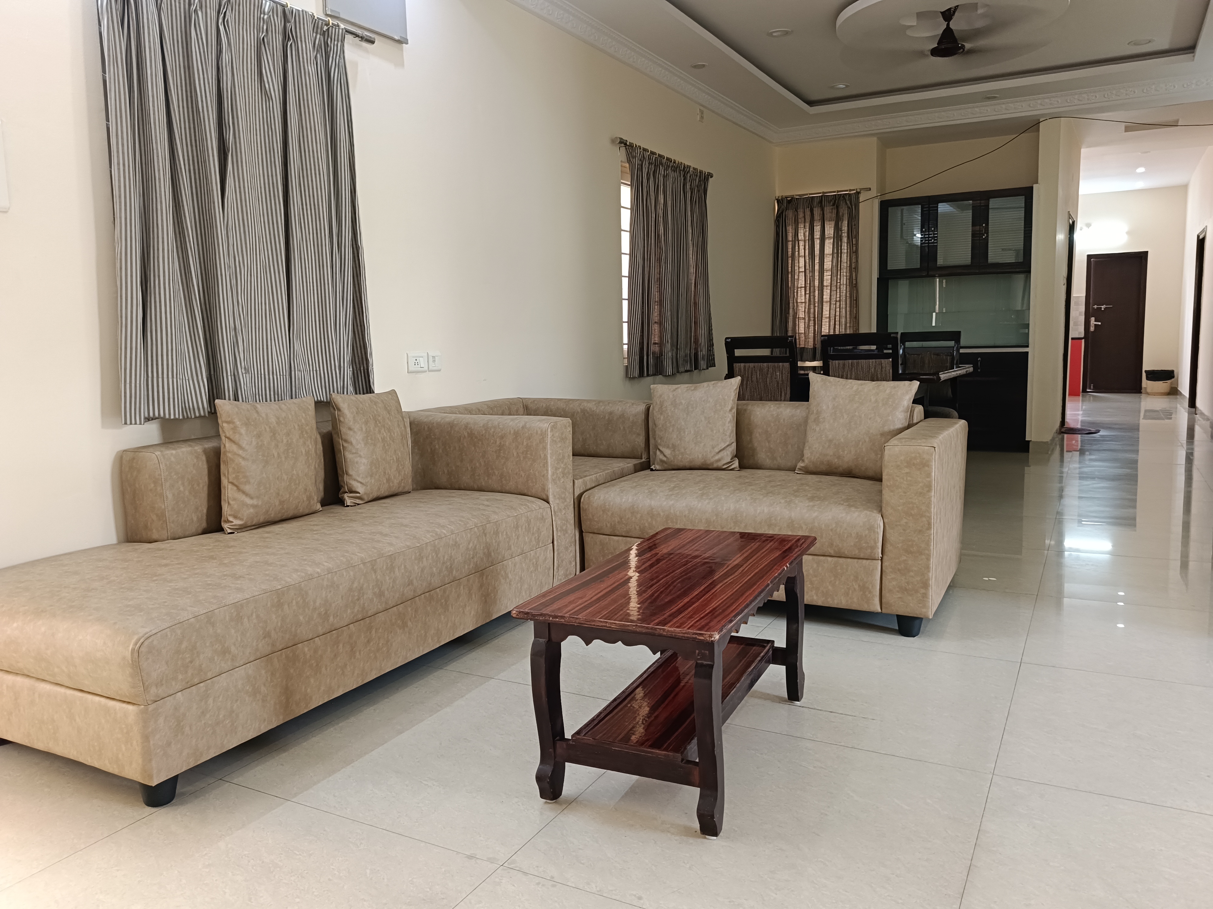Living room in a Sunrise serviced apartment in Madhapur