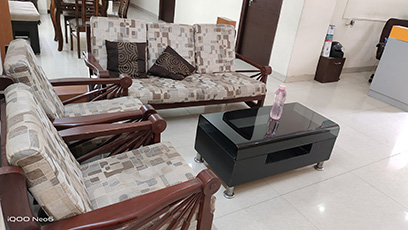 2BHK serviced apartment living area in Madhapur Hyderabad